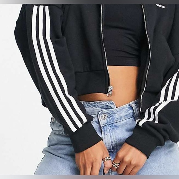 Adidas’s Essentials 3 Stripe Full-zip Hoodie - Black/white - Picture 5 of 5